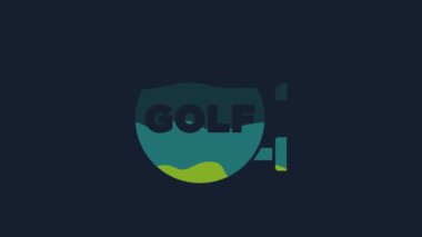 Yellow Golf sport club icon isolated on blue background. 4K Video motion graphic animation.