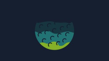 Yellow Golf ball icon isolated on blue background. 4K Video motion graphic animation.