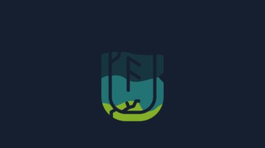 Yellow Magic runes icon isolated on blue background. 4K Video motion graphic animation.