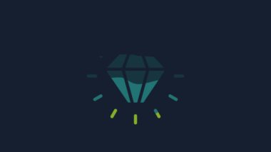 Yellow Diamond icon isolated on blue background. Jewelry symbol. Gem stone. 4K Video motion graphic animation.