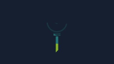 Yellow Kitchen thermometer icon isolated on blue background. 4K Video motion graphic animation.