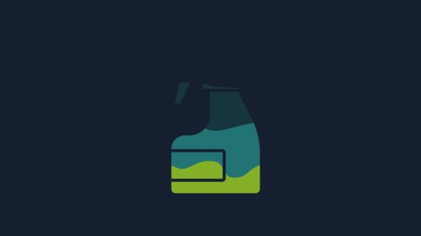 Yellow Cleaning Spray Bottle Detergent Liquid Icon Isolated Blue Background — Stok video