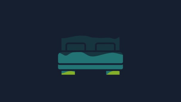Yellow Hotel Room Bed Icon Isolated Blue Background Video Motion — Wideo stockowe