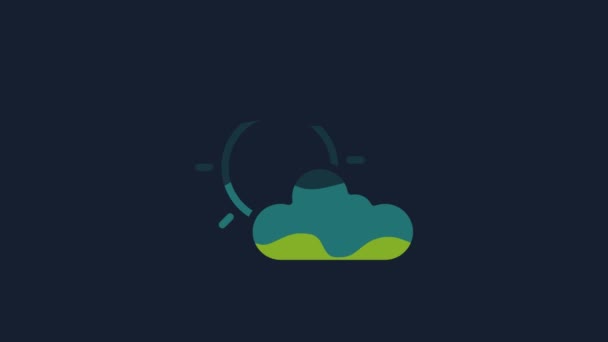 Yellow Sun Cloud Weather Icon Isolated Blue Background Video Motion — Vídeos de Stock