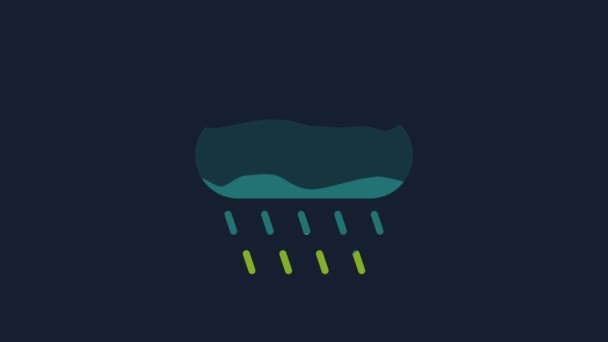 Yellow Cloud Rain Icon Isolated Blue Background Rain Cloud Precipitation — Stock video