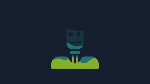 Yellow Scarecrow Icon Isolated Blue Background Video Motion Graphic Animation — ストック動画