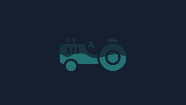 Yellow Tractor Icon Isolated Blue Background Video Motion Graphic Animation — Stok Video