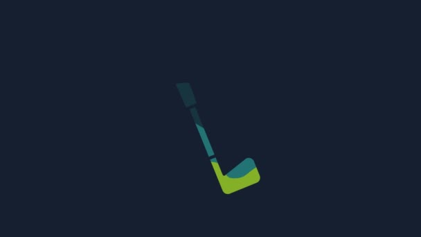 Icono Del Club Golf Amarillo Aislado Sobre Fondo Azul Animación — Vídeos de Stock