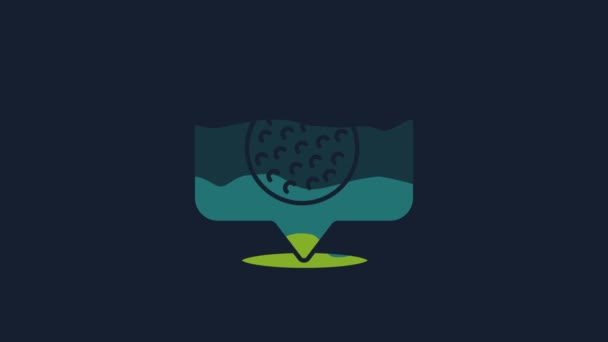 Etiqueta Amarilla Golf Icono Aislado Sobre Fondo Azul Animación Gráfica — Vídeo de stock