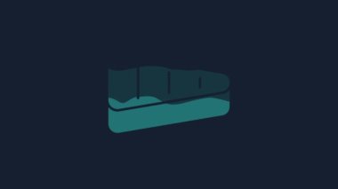 Yellow Steak meat icon isolated on blue background. 4K Video motion graphic animation.