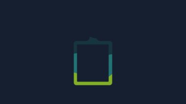 Sarı kesme tahtası simgesi mavi arkaplanda izole edildi. Kesme tahtası sembolü. 4K Video hareketli grafik canlandırması.