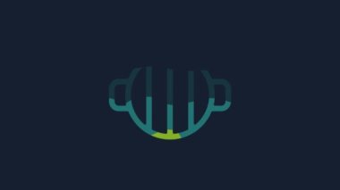 Yellow Barbecue grill icon isolated on blue background. BBQ grill party. 4K Video motion graphic animation.