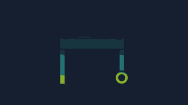 Yellow Barbecue grill icon isolated on blue background. BBQ grill party. 4K Video motion graphic animation.