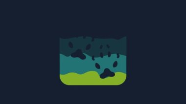 Yellow Fox paw footprint icon isolated on blue background. 4K Video motion graphic animation.