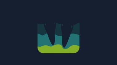 Yellow Rabbit and hare paw footprint icon isolated on blue background. 4K Video motion graphic animation.