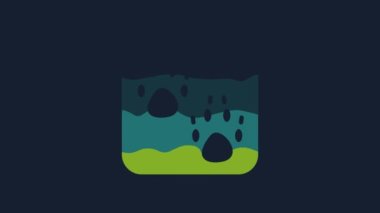 Yellow Paw print icon isolated on blue background. Dog or cat paw print. Animal track. 4K Video motion graphic animation.