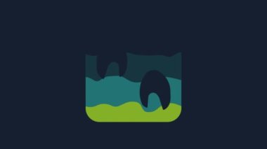 Yellow Horse paw footprint icon isolated on blue background. 4K Video motion graphic animation.