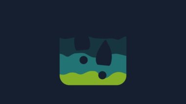 Yellow Human footprints shoes icon isolated on blue background. Shoes sole. 4K Video motion graphic animation.