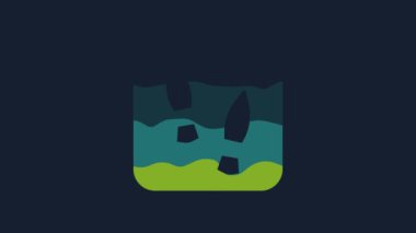 Yellow Human footprints shoes icon isolated on blue background. Shoes sole. 4K Video motion graphic animation.