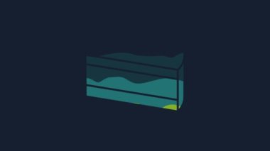 Yellow Piece of cake icon isolated on blue background. Happy Birthday. 4K Video motion graphic animation.
