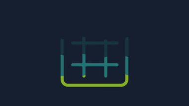 Yellow Waffle icon isolated on blue background. 4K Video motion graphic animation.