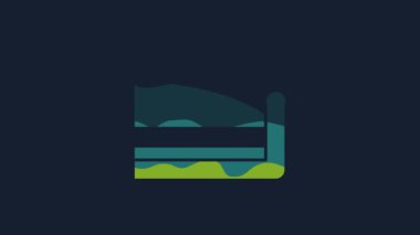 Yellow Piece of cake icon isolated on blue background. Happy Birthday. 4K Video motion graphic animation.