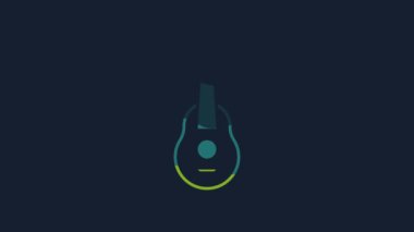 Yellow Guitar icon isolated on blue background. Acoustic guitar. String musical instrument. 4K Video motion graphic animation.