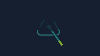 Yellow Triangle musical instrument icon isolated on blue background. 4K Video motion graphic animation.