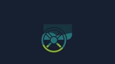 Yellow Ancient Greece chariot icon isolated on blue background. 4K Video motion graphic animation.