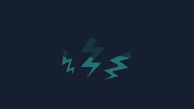 Yellow Zeus icon isolated on blue background. Greek god. God of Lightning. 4K Video motion graphic animation.