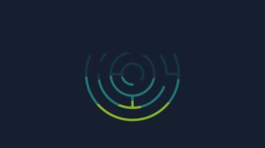 Yellow Minotaur maze or labyrinth icon isolated on blue background. Ancient Greek mythology. 4K Video motion graphic animation.