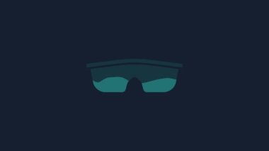 Yellow Sport cycling sunglasses icon isolated on blue background. Sport glasses icon. 4K Video motion graphic animation.