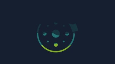 Yellow Bicycle brake disc icon isolated on blue background. 4K Video motion graphic animation.