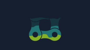 Yellow Bicycle chain icon isolated on blue background. Bike chain sprocket transmission. 4K Video motion graphic animation.
