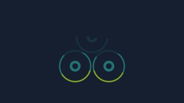 Yellow Paint spray can icon isolated on blue background. 4K Video motion graphic animation.