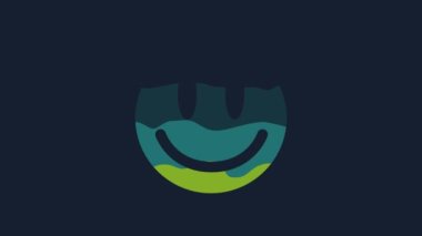 Yellow Smile face icon isolated on blue background. Smiling emoticon. Happy smiley chat symbol. 4K Video motion graphic animation.
