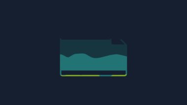 Yellow Paper adhesive sticker with curved corner icon isolated on blue background. 4K Video motion graphic animation.