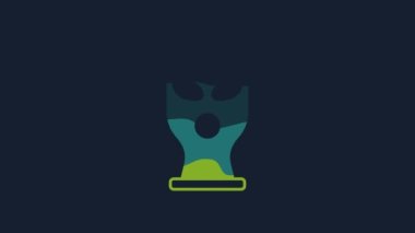 Yellow Balaclava icon isolated on blue background. A piece of clothing for winter sports or a mask for a criminal or a thief. 4K Video motion graphic animation.