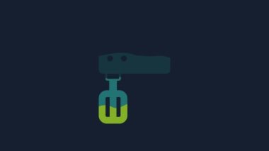 Yellow Electric mixer icon isolated on blue background. Kitchen blender. 4K Video motion graphic animation .