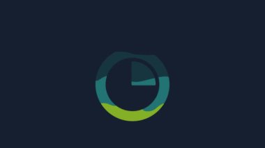 Yellow Stopwatch icon isolated on blue background. Time timer sign. Chronometer sign. 4K Video motion graphic animation .