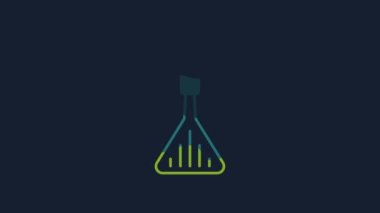 Yellow Barbecue spatula icon isolated on blue background. Kitchen spatula icon. BBQ spatula sign. Barbecue and grill tool. 4K Video motion graphic animation .