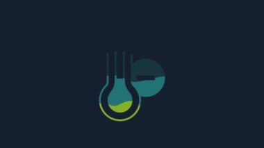 Yellow Meteorology thermometer measuring icon isolated on blue background. Thermometer equipment showing hot or cold weather. 4K Video motion graphic animation .
