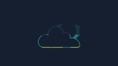 Yellow Sun and cloud weather icon isolated on blue background. 4K Video motion graphic animation .