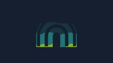 Yellow Rainbow icon isolated on blue background. 4K Video motion graphic animation .