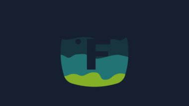 Sarı Fahrenheit simgesi mavi arkaplanda izole edildi. 4K Video hareketli grafik canlandırması .