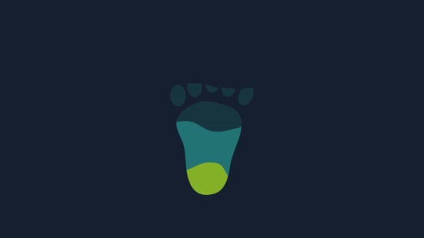 Yellow Bear Paw Footprint Icon Isolated Blue Background Video Motion — 비디오