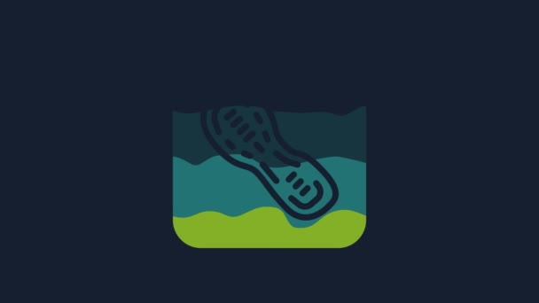 Yellow Human Footprints Shoes Icon Isolated Blue Background Shoes Sole — Wideo stockowe