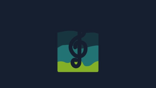 Yellow Treble Clef Icon Isolated Blue Background Video Motion Graphic — Vídeo de Stock