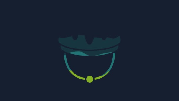 Žlutá Cyklistická Helma Ikona Izolované Modrém Pozadí Extrémní Sport Sportovní — Stock video
