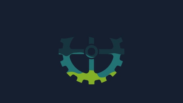 Yellow Bicycle Sprocket Crank Icon Isolated Blue Background Video Motion — 비디오